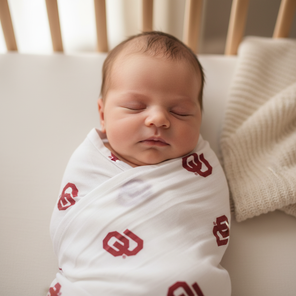 University of Oklahoma Muslin Swaddle Blanket - OU Sooners Baby Swaddle 47x47